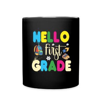 Bonjour 1ère année de rentrée scolaire Premier jour - Mug uni - noir - Devant