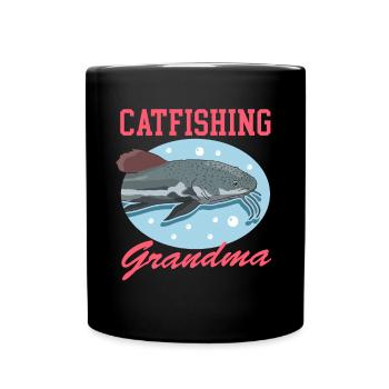 Pêcheur Grand-mère Poisson-chat Pêche Poisson Cadeau - Mug uni - noir - Devant