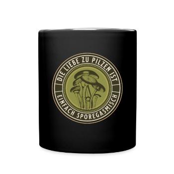 Pilz, Pilzsammler, Wald, Natur, Pilze sammeln - Tasse einfarbig - Schwarz - Vorne
