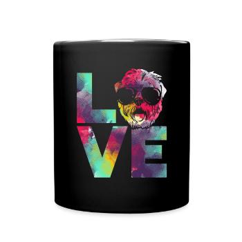 Irish Soft Coated Wheaten Terrier - Tasse einfarbig - Schwarz - Vorne
