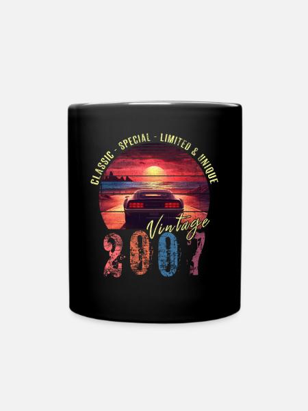 Vintage 2007 Geburtstag Synthwave Geburtsjahr 2007 - Tasse einfarbig - Schwarz