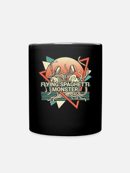 Fliegendes Spaghettimonster FSM Pastafarian Retro - Tasse einfarbig - Schwarz