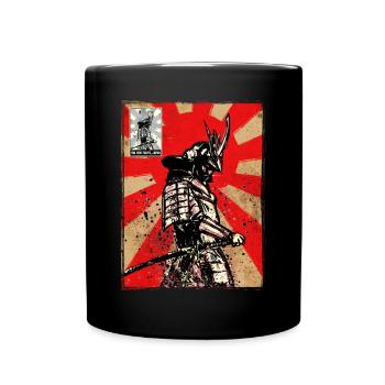 Samurai Stempel Japanische Kunst Krieger - Tasse einfarbig - Schwarz - Vorne