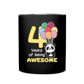 Panda for 4th birthday children four years old - Full Colour Mug - black - Front