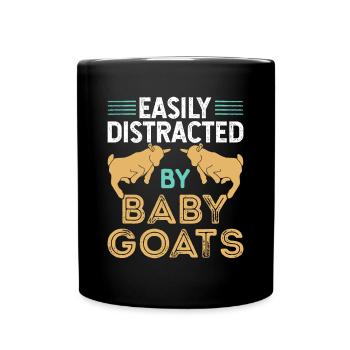 Facilement distrait par les bébés chèvres - Mug uni - noir - Devant