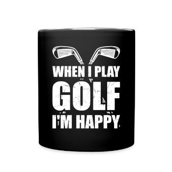 Quand je joue au golf, je suis heureux - Jouer au golf - Mug uni - noir - Devant