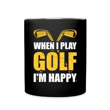 Quand je joue au golf, je suis heureux - Joueur de golf - Mug uni - noir - Devant