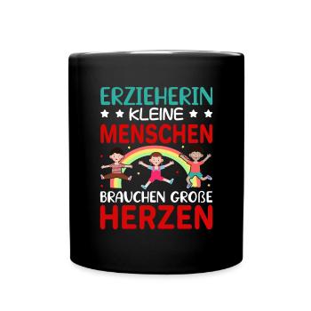 Erzieherin Abschiedsgeschenk Kind Kindergarten - Tasse einfarbig - Schwarz - Vorne