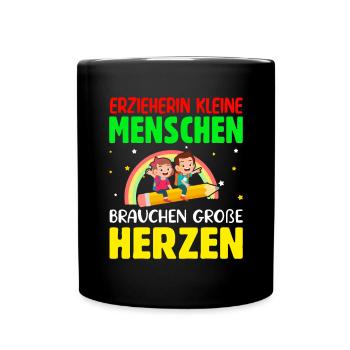 Erzieherin Abschiedsgeschenk - Tasse einfarbig - Schwarz - Vorne