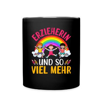 Erzieherin Kita Abschiedsgeschenk - Tasse einfarbig - Schwarz - Vorne