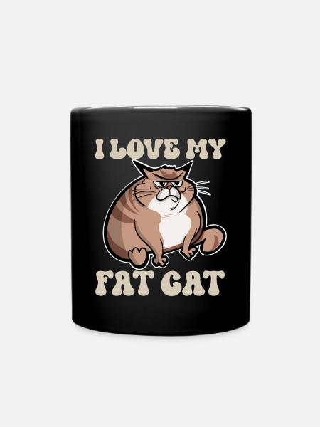 Katze Dicke Katze - Tasse einfarbig - Schwarz