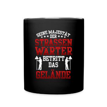 Straßenwärter betritt das Gelände Straßenbauer - Tasse einfarbig - Schwarz - Vorne
