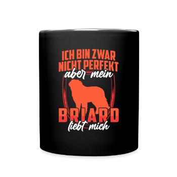 Mein Briard liebt mich Berger de Brie - Tasse einfarbig - Schwarz - Vorne