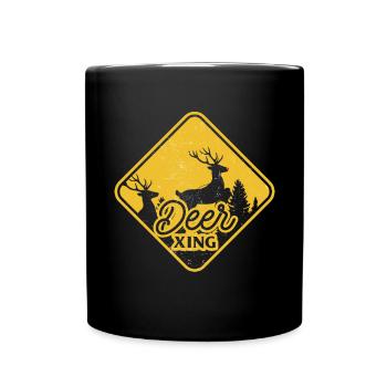 Deer Crossing Noël Chasse aux chasseurs de Noël - Mug uni - noir - Devant