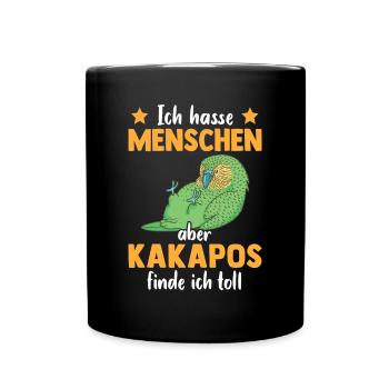 Kakapo finde ich toll flugunfähiger Papagei Kakapo - Tasse einfarbig - Schwarz - Vorne