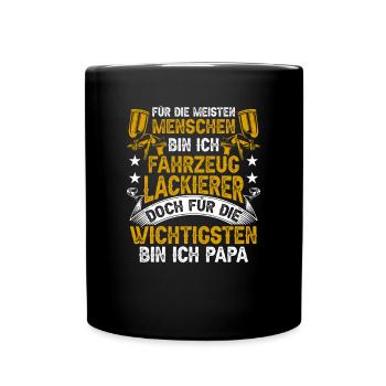 Fahrzeuglackierer ist Papa Lackierer Autolackierer - Tasse einfarbig - Schwarz - Vorne