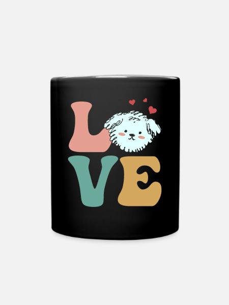 Bichon Frise Hund - Tasse einfarbig - Schwarz