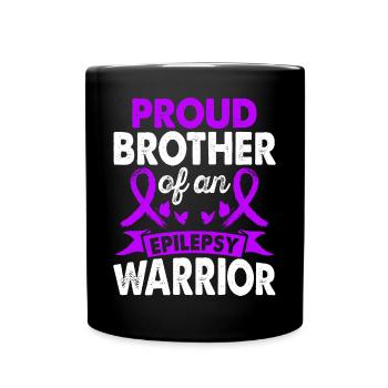 Brother of Epilepsy Warrior Awareness Month - Full Colour Mug - black - Front