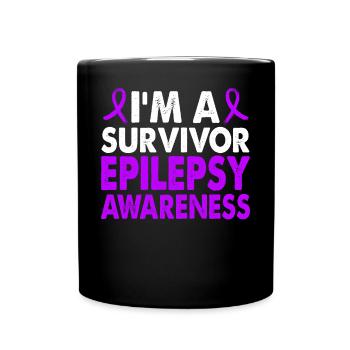 Survivor Epilepsy Awareness Month Lila Band - Tasse einfarbig - Schwarz - Vorne