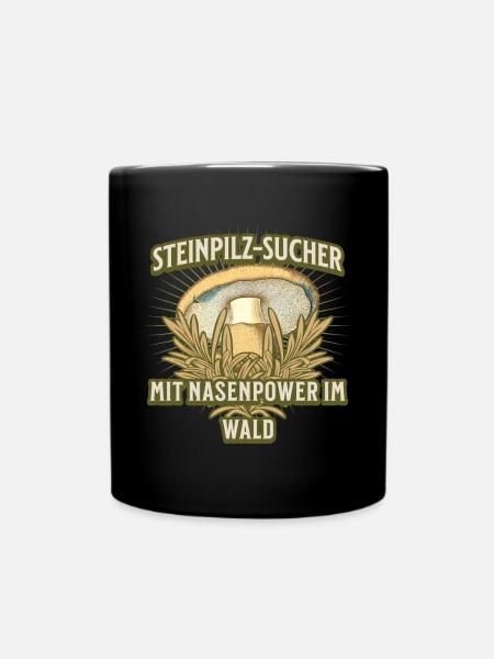 Pilz, Pilzsammler, Wald, Natur, Pilze sammeln - Tasse einfarbig - Schwarz
