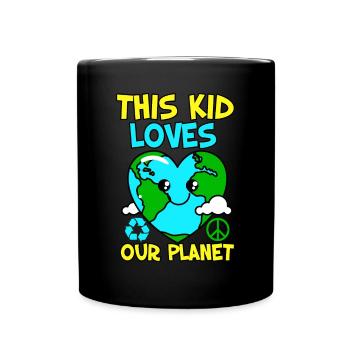 This Kid Loves Our Planet Recycle Peace Earth Day - Full Colour Mug - black - Front