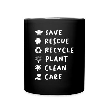 Save Bees Rescue Lions Recycle Plastic Save - Full Colour Mug - black - Front