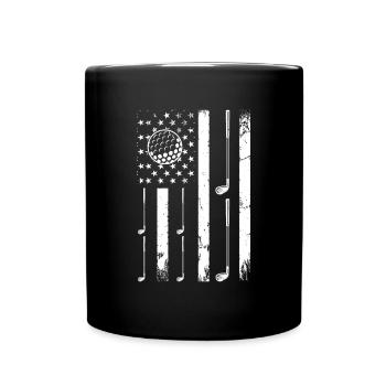Golfing America Flag Golfer Golfing Golf Player - Full Colour Mug - black - Front