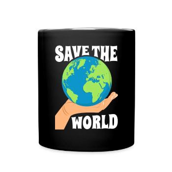 Save the World Umweltschutz - Tasse einfarbig - Schwarz - Vorne