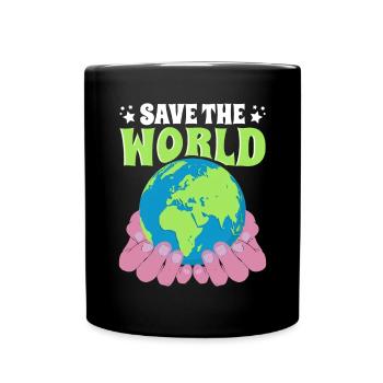 Save the World Naturschutz - Tasse einfarbig - Schwarz - Vorne