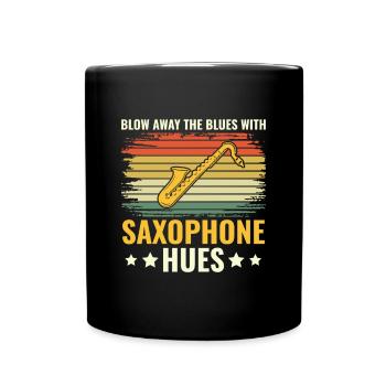 Blow Away the Blues with Saxophone Hues - Jazz - Full Colour Mug - black - Front