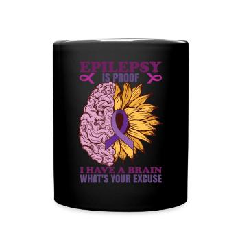 Epilepsy Is Proof | Epilepsy Sunflower Brain - Full Colour Mug - black - Front