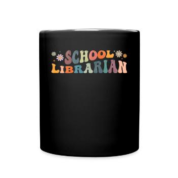Groovy School Librarian Lesender Bücherwurm - Tasse einfarbig - Schwarz - Vorne