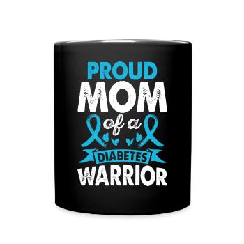 Mama Of Diabetes Warrior Awareness Month Blau - Tasse einfarbig - Schwarz - Vorne