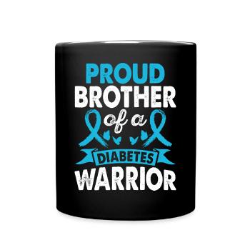 Frère du diabète Mois de sensibilisation des guerriers bleu - Mug uni - noir - Devant