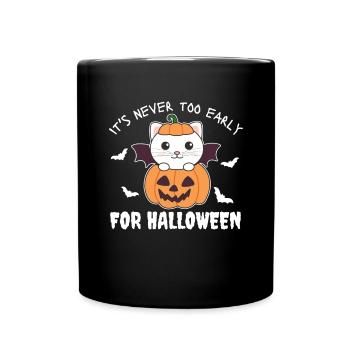 Cat it's never too early for Halloween pumpkin - Full Colour Mug - black - Front