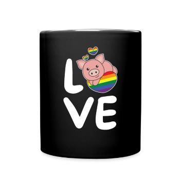 Rainbow Flag Pride LGBTQ Mignon Cochon Amour - Mug uni - noir - Devant