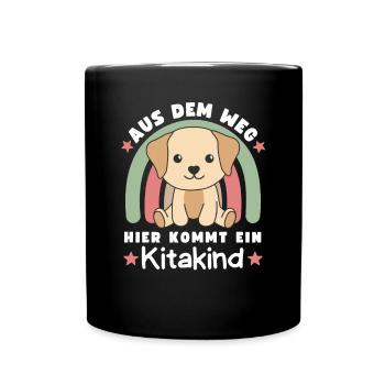 Aus Dem Weg Hier Kommt Ein Kitakind Hund - Tasse einfarbig - Schwarz - Vorne