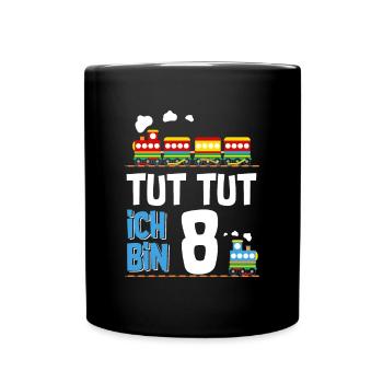 8. Geburtstag Tut Tut Eisenbahn - Tasse einfarbig - Schwarz - Vorne