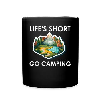 La vie courte Go Camping - Mug uni - noir - Devant