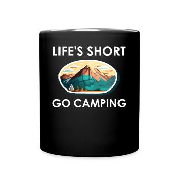 La vie courte Go Camping - Mug uni - noir - Devant