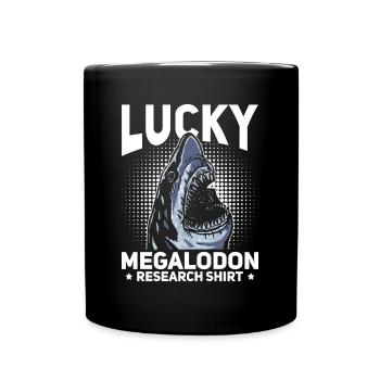 Lucky Megalodon Research Shirt - Megalodon Shark - Full Colour Mug - black - Front