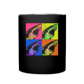 Megalodon Pop Up Retro - Megalodon-Hai - Tasse einfarbig - Schwarz - Vorne