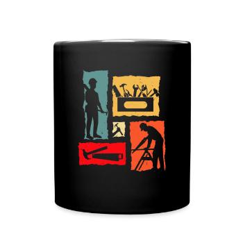 Tischler Retro - Tasse einfarbig - Schwarz - Vorne