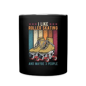 Rollerskating Retro - Tasse einfarbig - Schwarz - Vorne