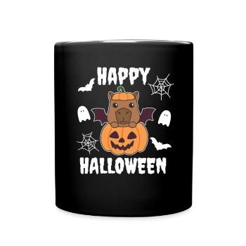 Okapi Happy Halloween Pumpkin Bat Costume - Full Colour Mug - black - Front