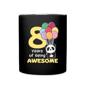 Panda for 8th birthday children eight years old - Full Colour Mug - black - Front