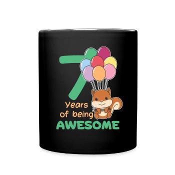 Squirrel for 7th birthday children seven years - Full Colour Mug - black - Front