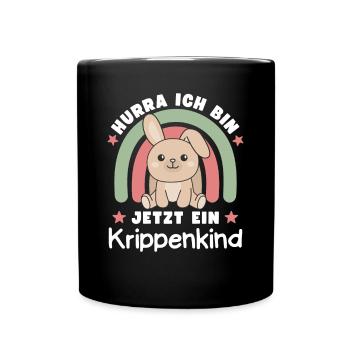 Hurra Ich Bin Jetzt Ein Krippenkind Hase - Tasse einfarbig - Schwarz - Vorne