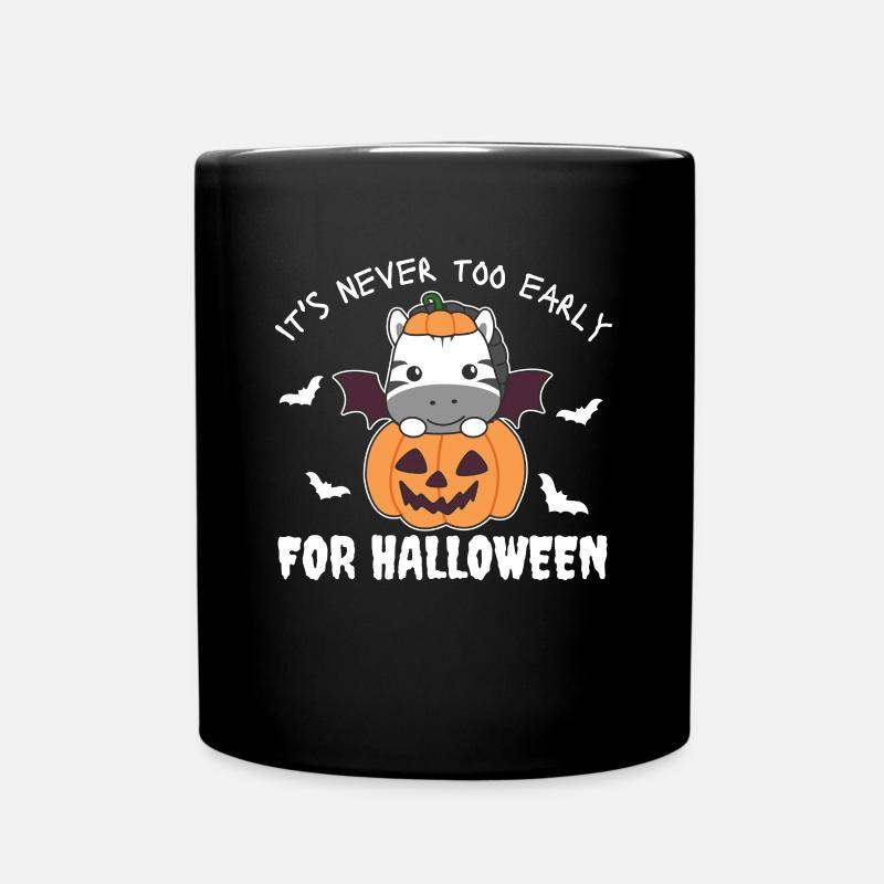 Zebra it's never too early for Halloween pumpkin - Full Colour Mug - black