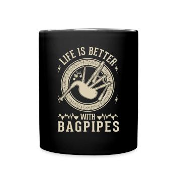 La vie est meilleure avec une cornemuse - Mug uni - noir - Devant